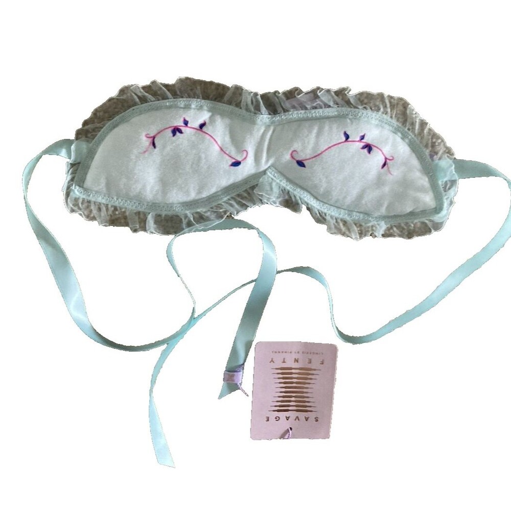 Savage Fenty Cat Nap Eye Mask Seashell Blue Floral One Size New with Tag